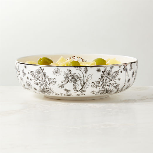 Le Paradis White and Silver Pasta Bowl