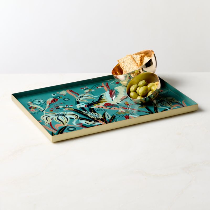 Le Paradis Rectangular Stainless Steel and Enamel Serving Tray - image 1 of 3