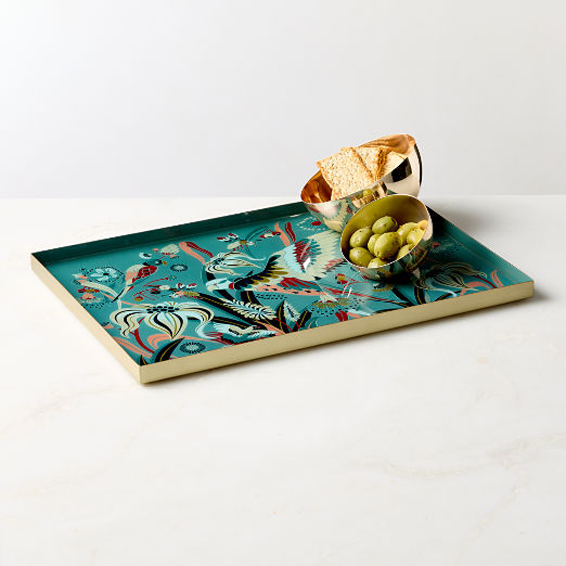 Le Paradis Rectangular Stainless Steel and Enamel Serving Tray