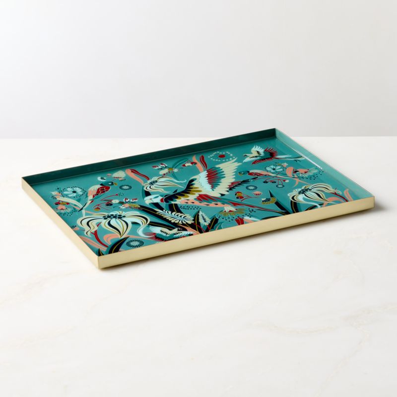 Le Paradis Rectangular Stainless Steel and Enamel Serving Tray - image 0 of 3