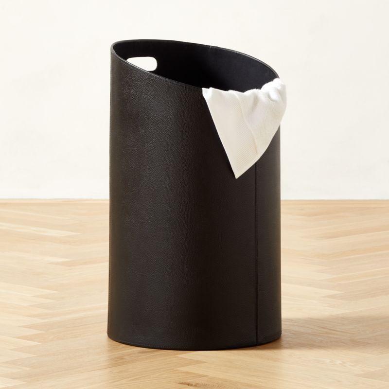 Black Leather Laundry Hamper - image 2 of 4