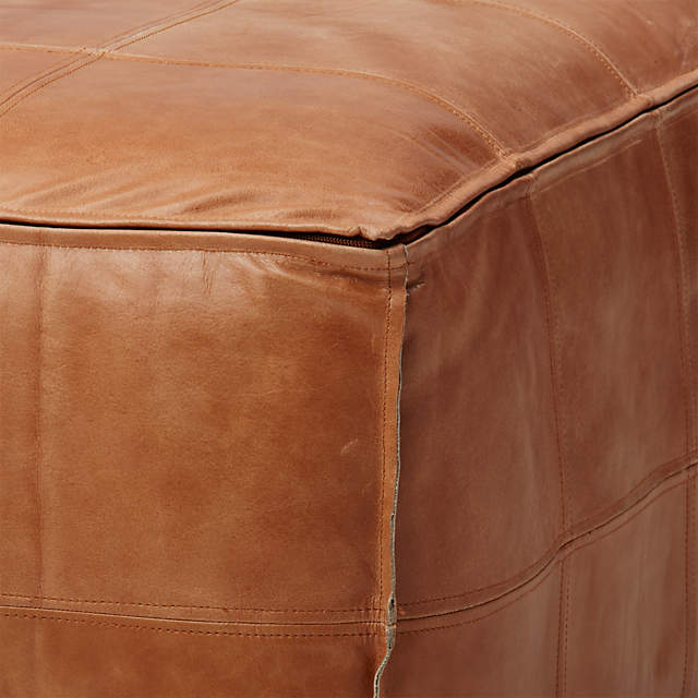 Leather ottoman on sale pouf large