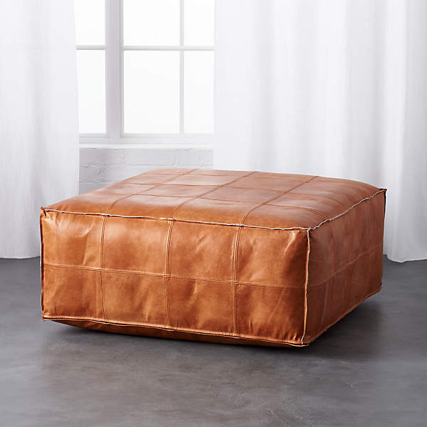 Leather Ottoman Pouf Reviews Cb2, Small Leather Ottomans