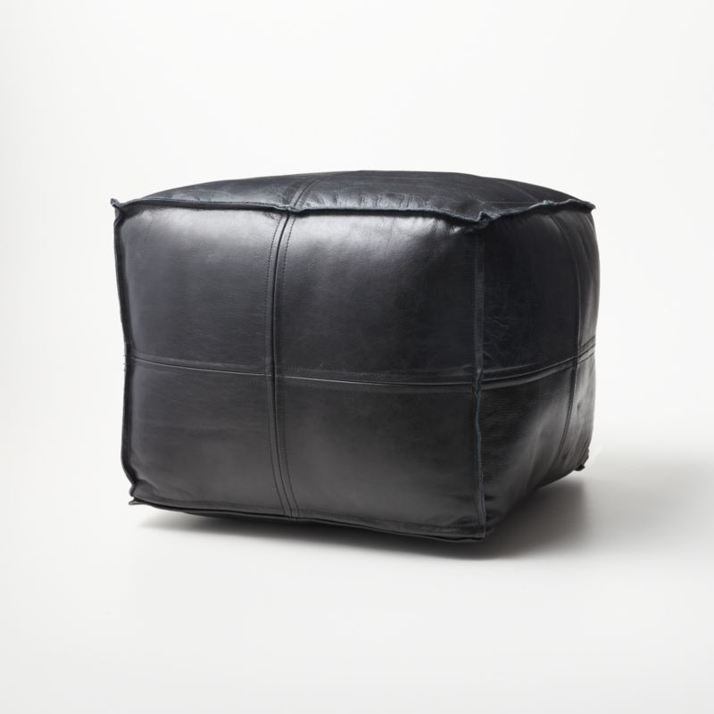 Leather Square Black Pouf - image 3 of 5