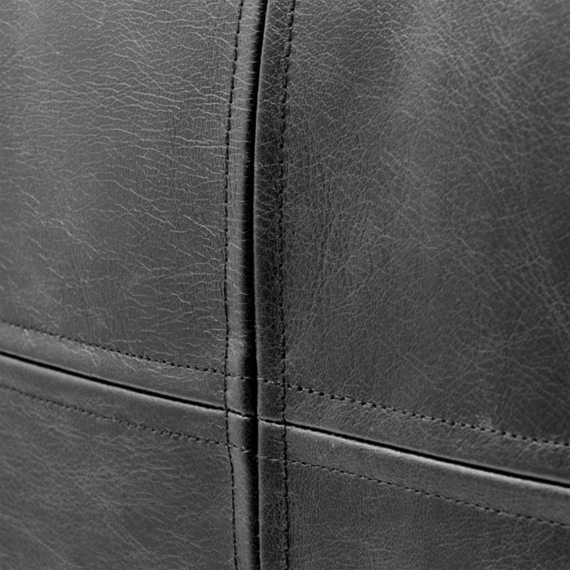 Leather Square Black Pouf - image 4 of 5