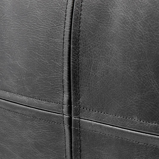 Leather Square Black Pouf