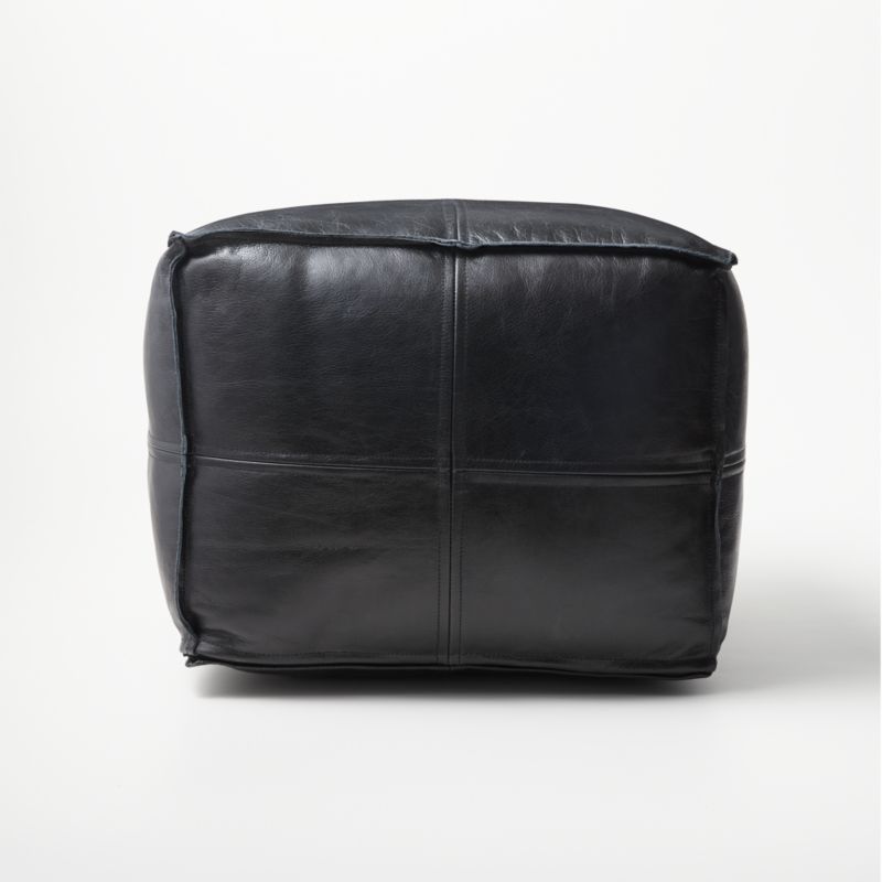 Leather Square Black Pouf - image 2 of 5