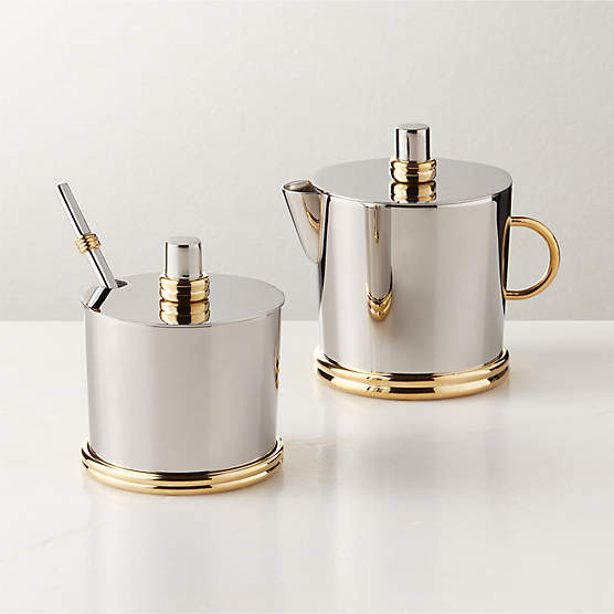 Leclaire Stainless Steel Creamer and Sugar Set