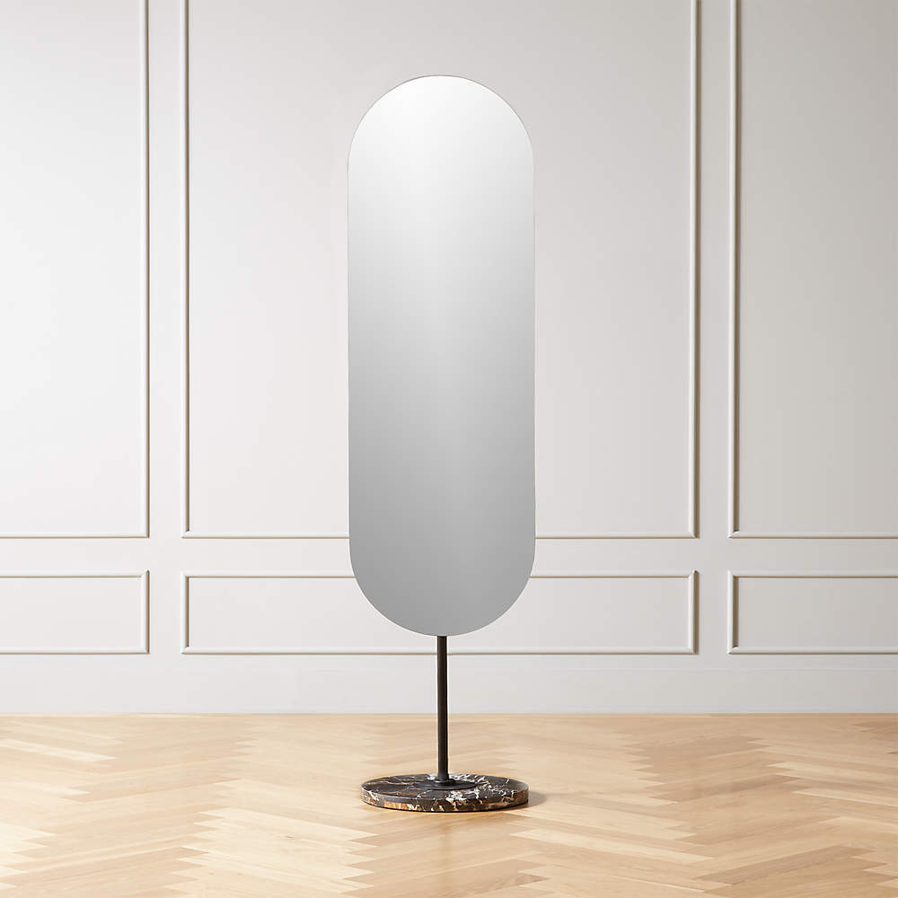 Legato Marble Oval Standing Floor, Modern Floor Standing Mirrors