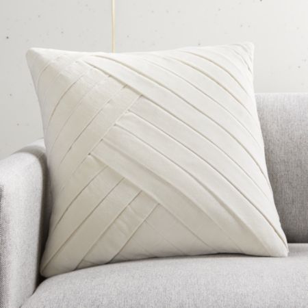 18" Leger Velvet Pillow Ivory | CB2