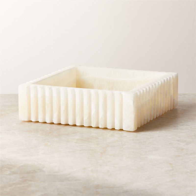 Viewing product image Leia Cream Onyx Marble Ribbed Catchall Dish - image 1 of 6