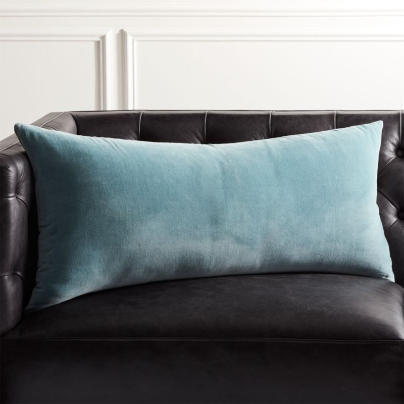 Lumbar Pillows Cb2 36 X16 Leisure Artic Blue Pillow With Down Alternative Insert