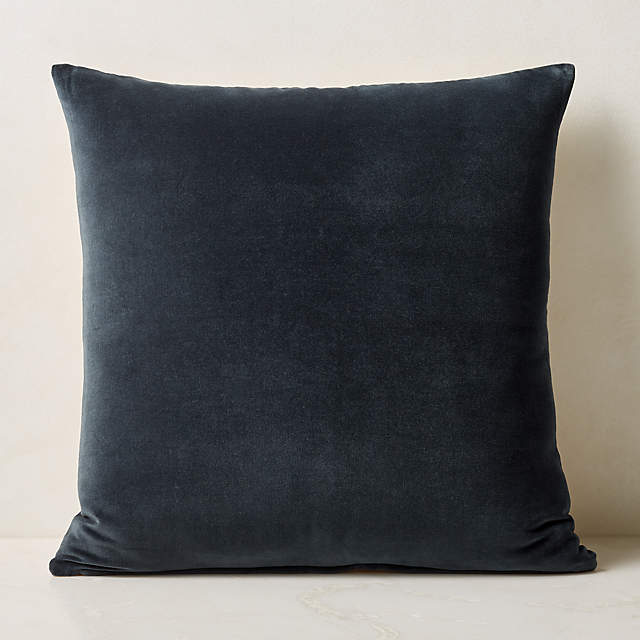 Leisure Dark Teal Velvet Modern Throw Pillow with Down Alternative