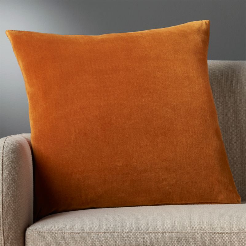 orange velvet pillow