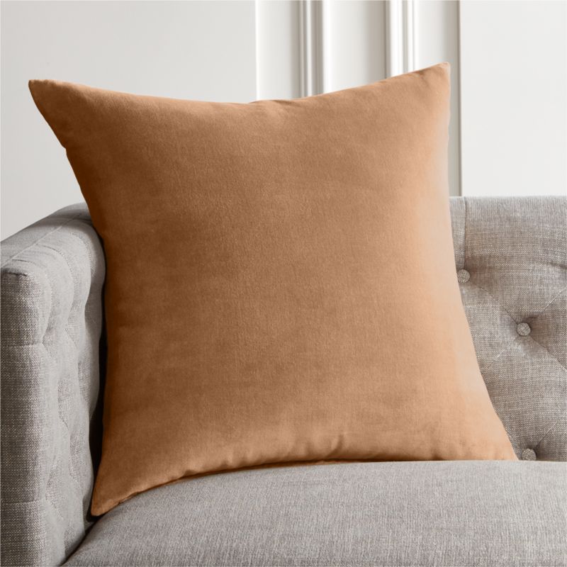 Leisure Taupe Velvet Modern Throw Pillow with FeatherDown Insert 23