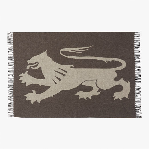 Lejon Brown Merino Wool Throw Blanket by Ackerman