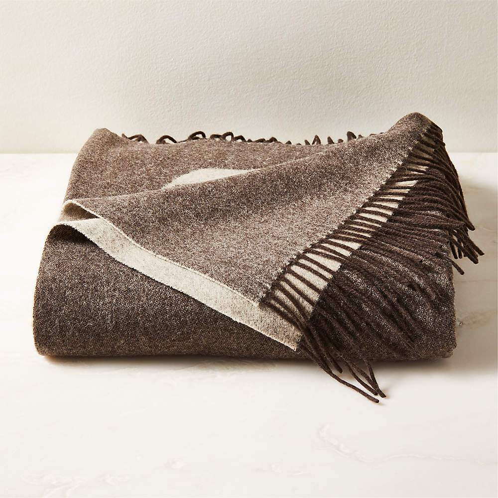 Lejon Brown Merino Wool Throw Blanket by Ackerman Reviews CB2