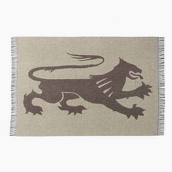 Lejon Brown Merino Wool Throw Blanket by Ackerman