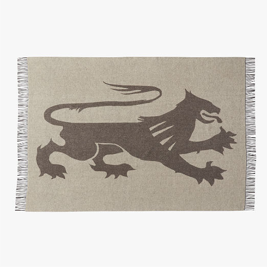 Lejon Brown Merino Wool Throw Blanket by Ackerman
