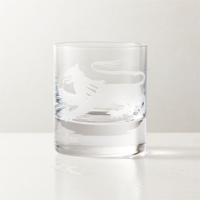 Lejon Sandblasted Double Old-Fashioned Glass by Ackerman - image 1 of 3