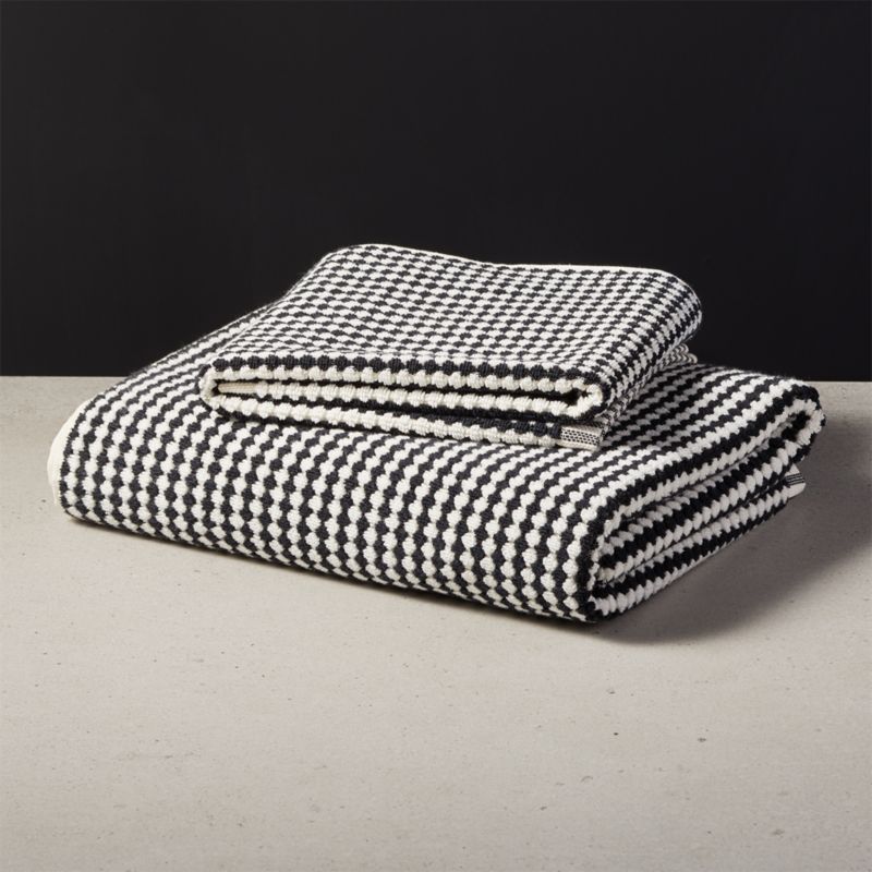 Lena Black and White Bath Towels | CB2