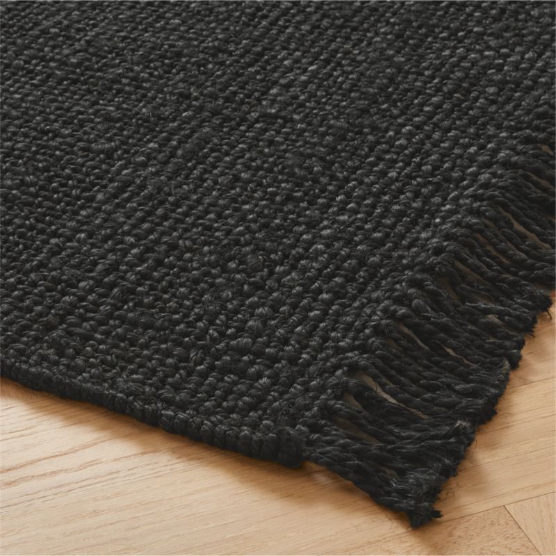 Leno Handwoven Black Jute Area Rug 5'x8' CB2