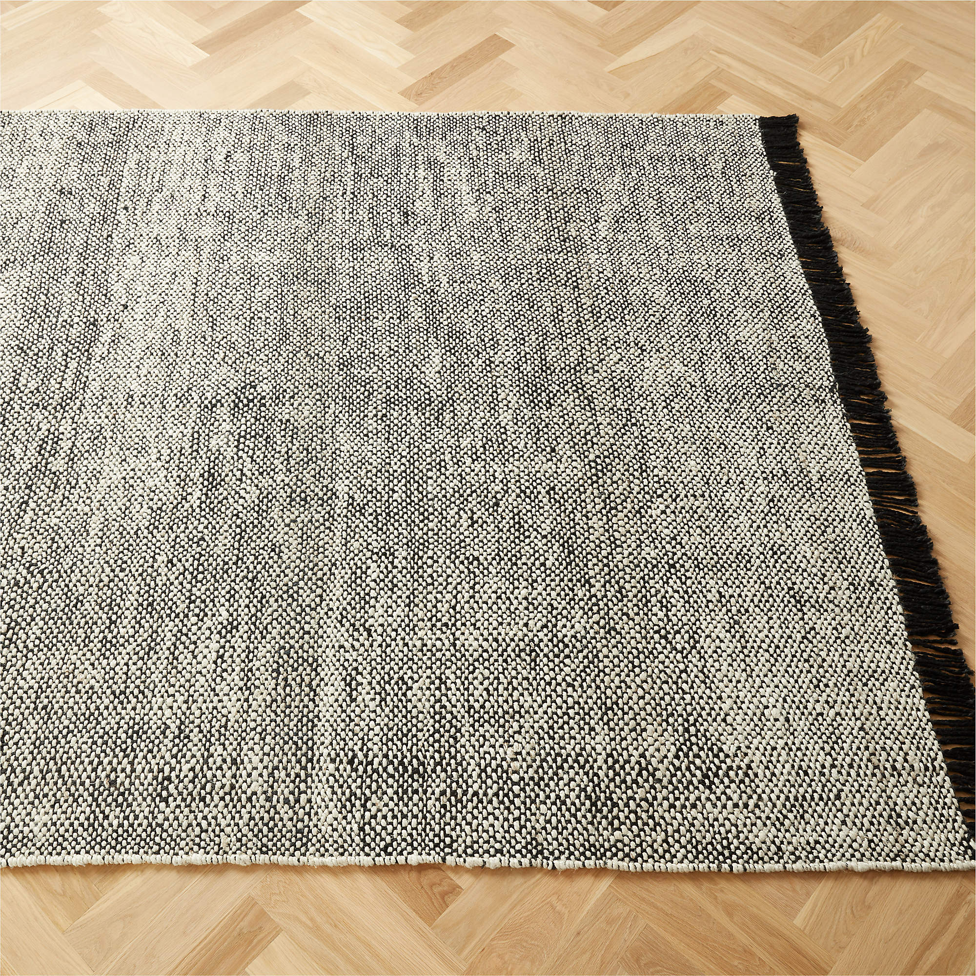 Leno Black and White Jute Area Rug CB2