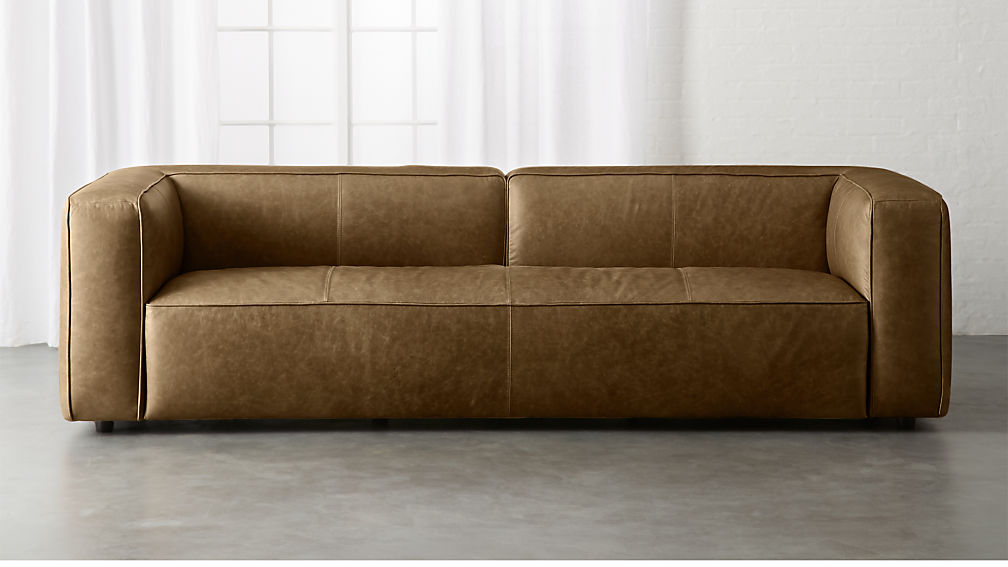 Lenyx Saddle Leather Extra Large Sofa + Reviews CB2