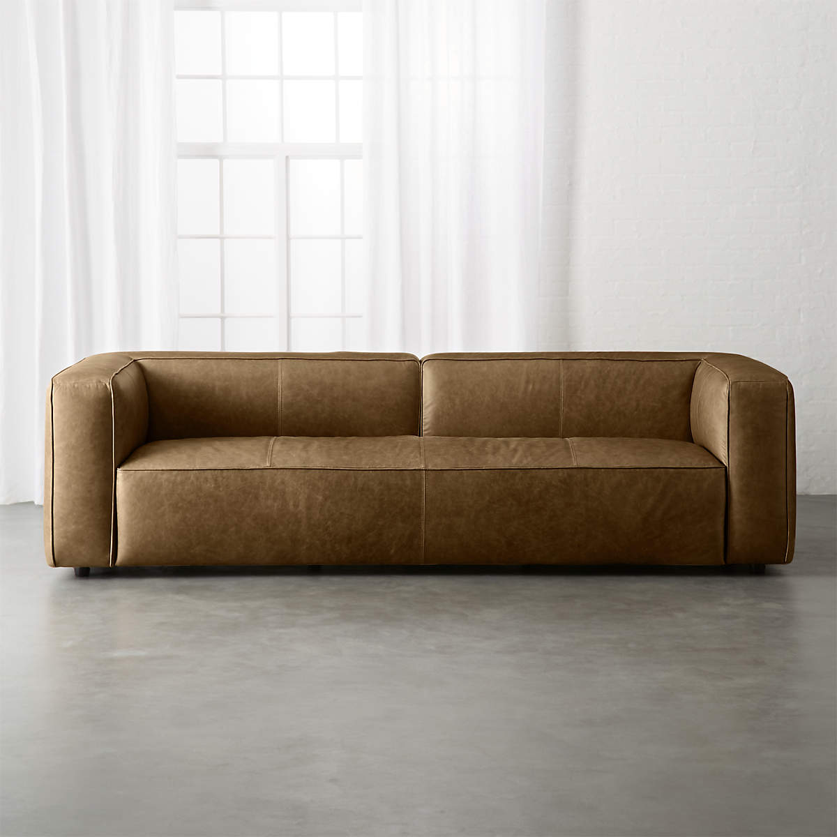 Lenyx 104" Leather Extra Large Sofa + Reviews CB2