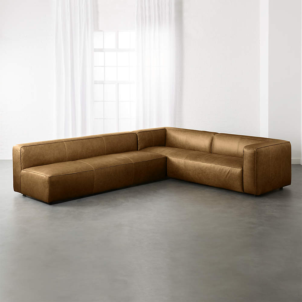 Lenyx 2 Piece Leather Extra Large, Huge Leather Sectional