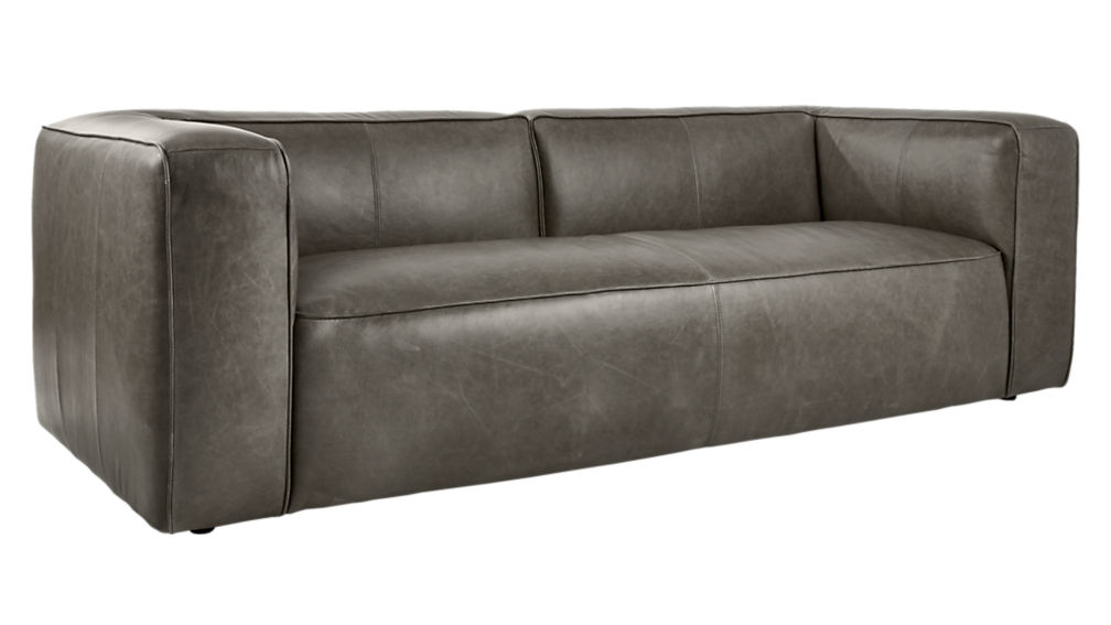 Lenyx Grey Leather Sofa Reviews Cb2