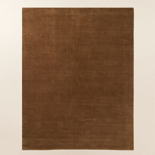 Leonore Handloomed Dark Camel Wool Area Rug