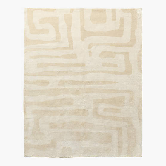 Leros Warm White Wool Area Rug 9'x'12'