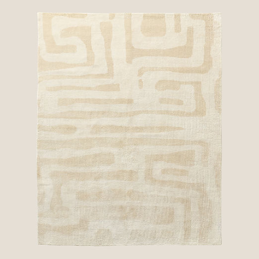 Leros Warm White Wool Area Rug 6'x'9'