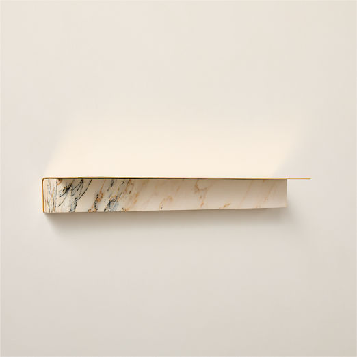 Leva Golden Calacatta Marble Wall Shelf 28"