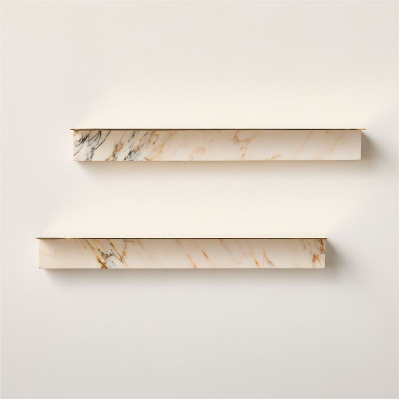 Leva Golden Calacatta Marble Wall Shelf 28" - image 4 of 6