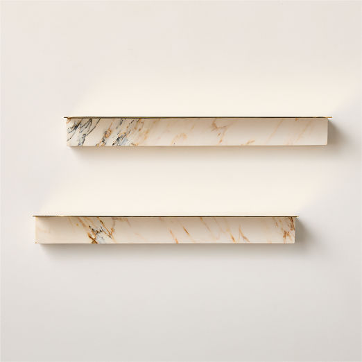 Leva Golden Calacatta Marble Wall Shelf 28"