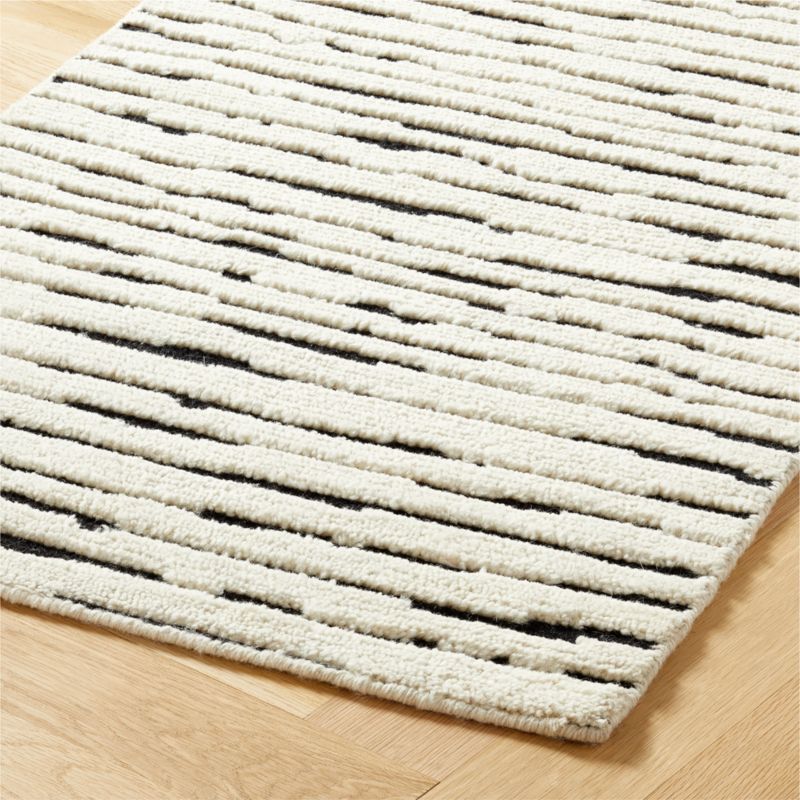 Levi Hand-Knotted Black and White New Zealand Wool Runner Rug 2.5'x8' - image 3 of 4