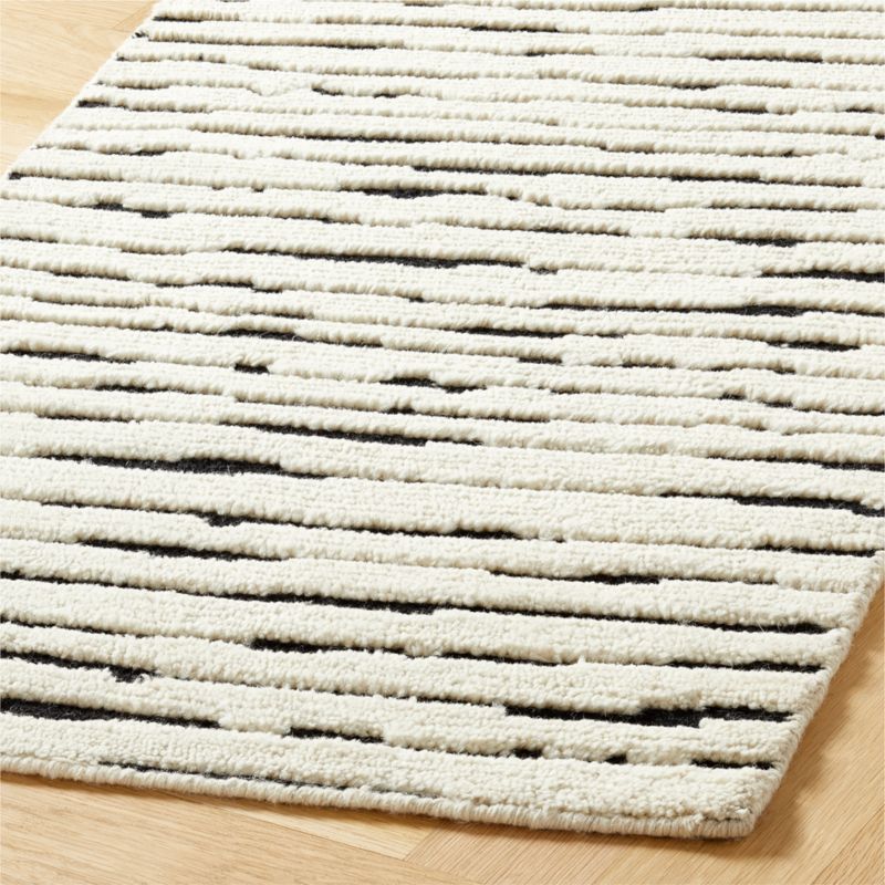 Levi Hand-Knotted Black and White New Zealand Wool Runner Rug 2.5'x8' - image 2 of 4