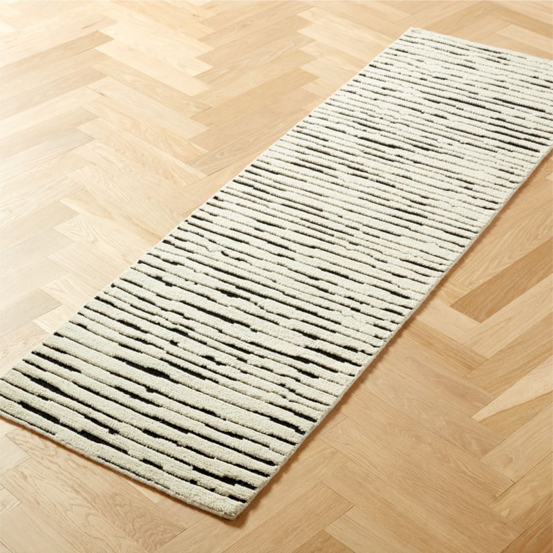 Levi Hand-Knotted Black and White New Zealand Wool Runner Rug 2.5'x8' - image 2 of 4