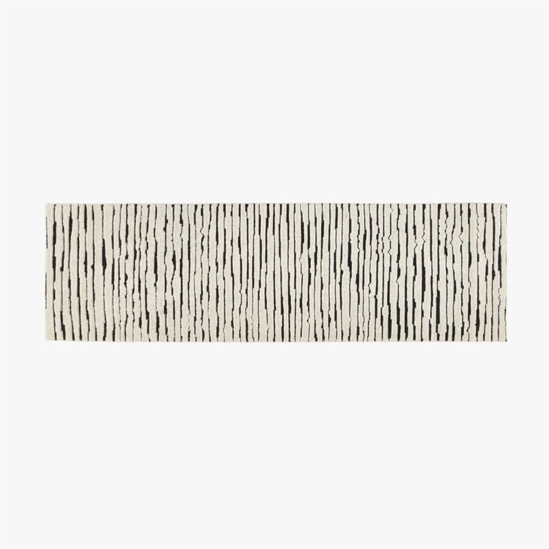 Levi Hand-Knotted Black and White New Zealand Wool Runner Rug 2.5'x8' - image 0 of 4