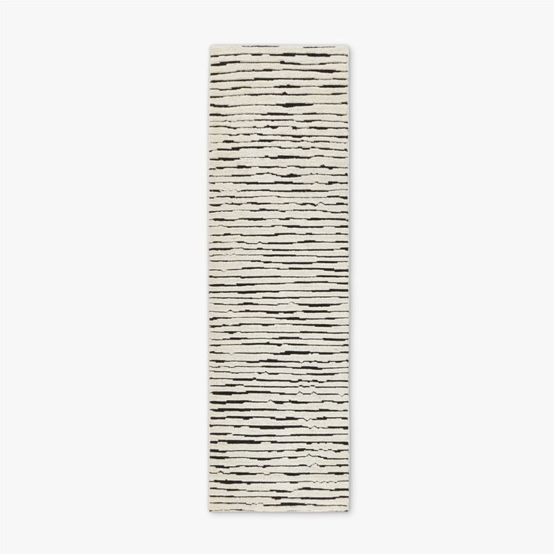 Levi Hand-Knotted Black and White New Zealand Wool Runner Rug 2.5'x8' - image 0 of 4