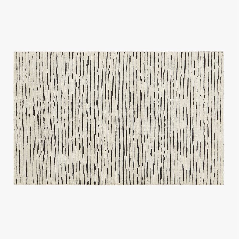 Levi Hand-Knotted Black and White New Zealand Wool Area Rug 5'x8' - image 0 of 6