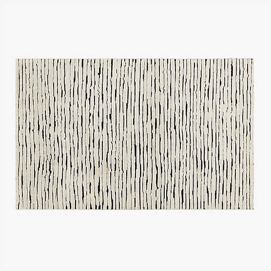 Levi Hand-Knotted Black and White New Zealand Wool Area Rug 5'x8'