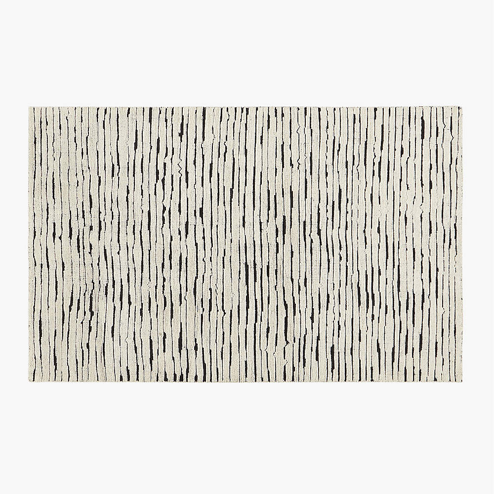 Hand Tufted, Wool Area Rug, Black, White Color, Rugs, 5x7, 5x8