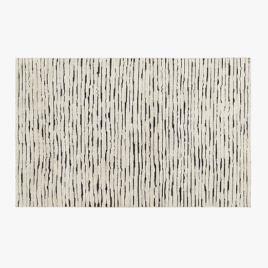 Levi Hand-Knotted Black and White New Zealand Wool Area Rug 5'x8'