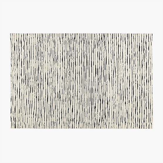 Levi Hand-Knotted Black and White New Zealand Wool Area Rug 6'x9'