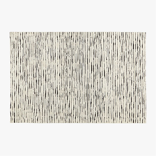 Levi Hand-Knotted Black and White New Zealand Wool Area Rug 6'x9'