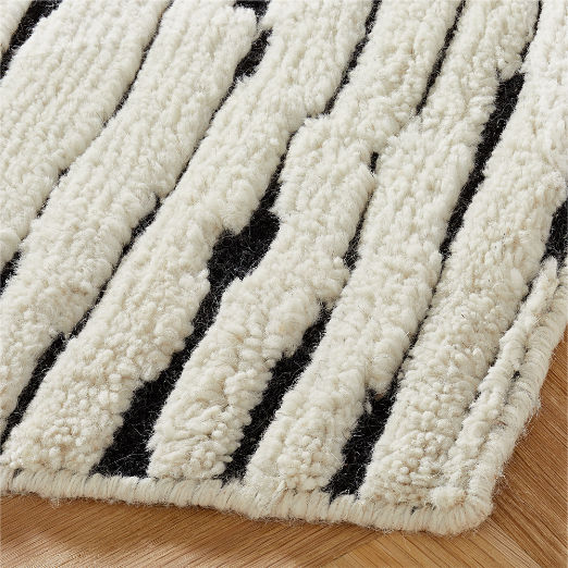 Levit Hand-Knotted Black and White New Zealand Wool Area Rug 9'x12'