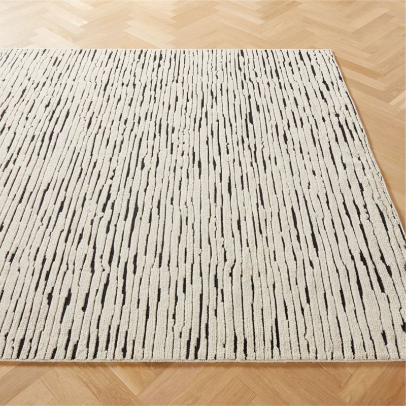 Levi Modern HandKnotted New Zealand Wool Black and White Area Rug 8